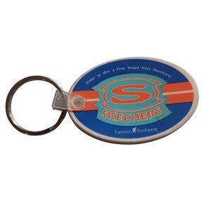 Vtg Skechers Promotional Keychain Oval Shape Famous Footwear Blue & Orange